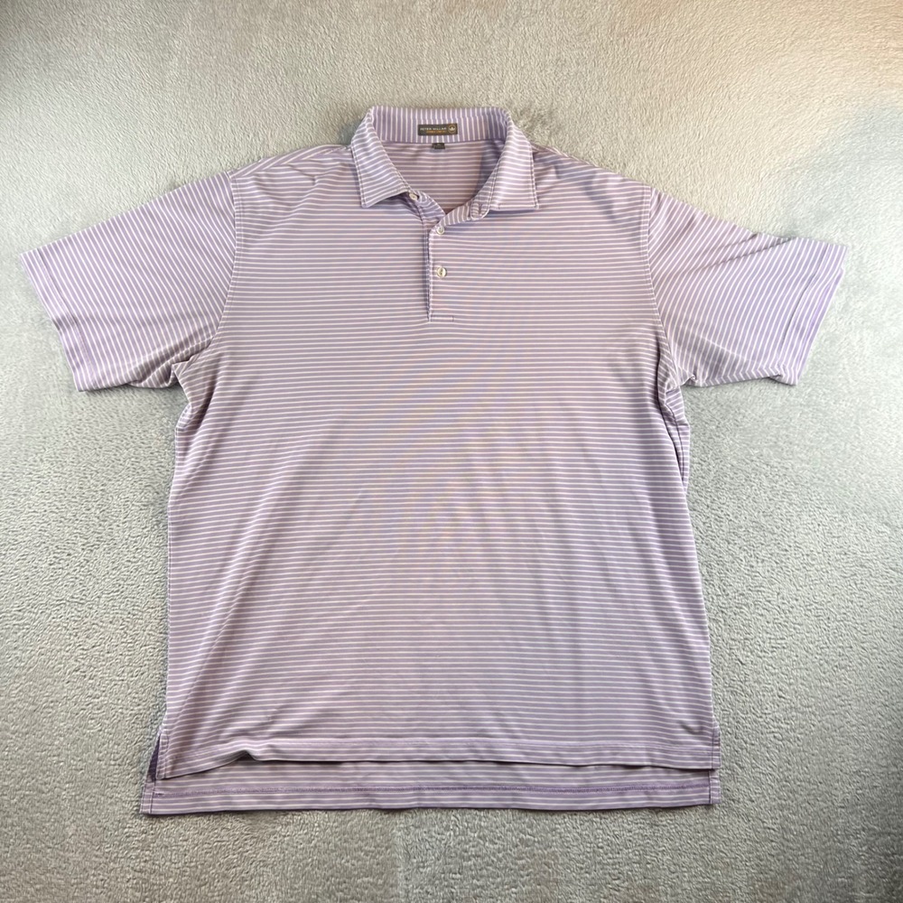 Peter Millar Summer Comfort Mens XL Purple Striped Golf Polo MS17EK51S